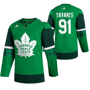 Herren Toronto Maple Leafs Eishockey Trikot John Tavares #91 Grün 2020 St. Patrick’s Day Leafs Forever